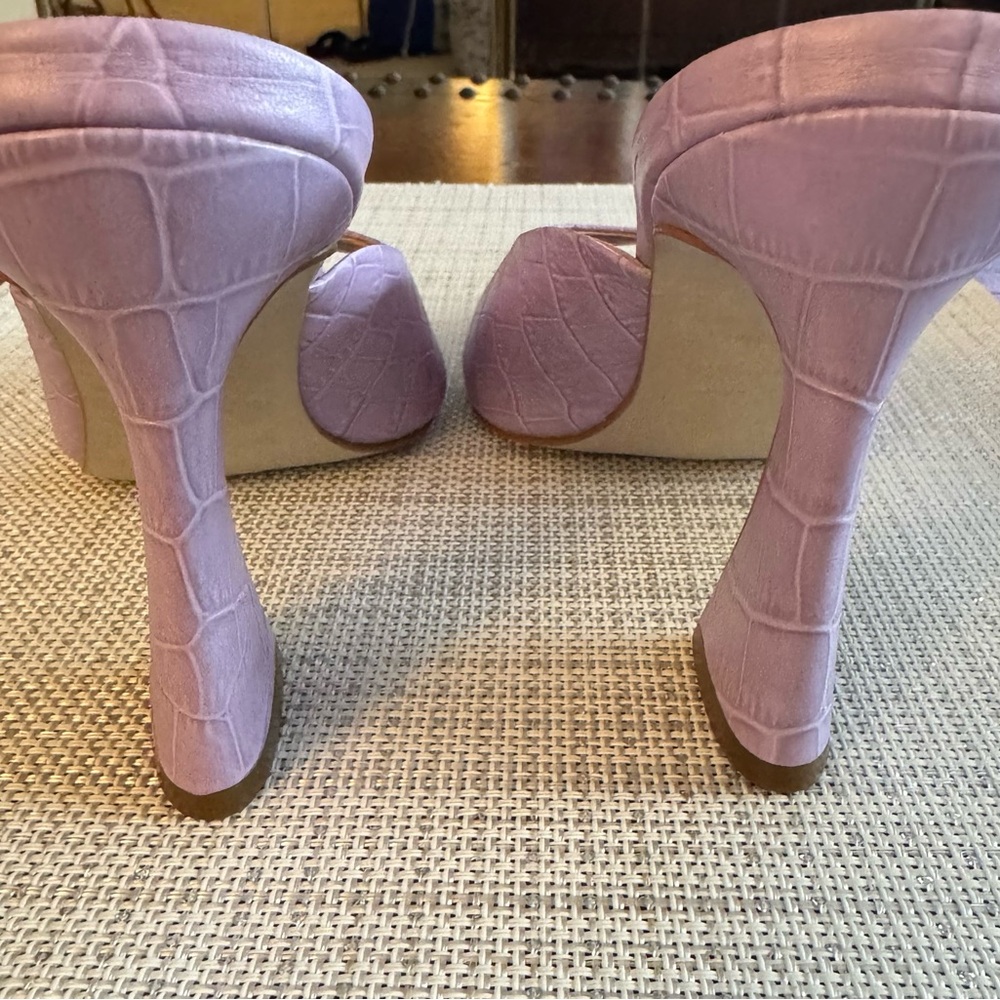 Saks Fifth Avenue Pink Croc-Embossed Heels - Picture 7 of 14